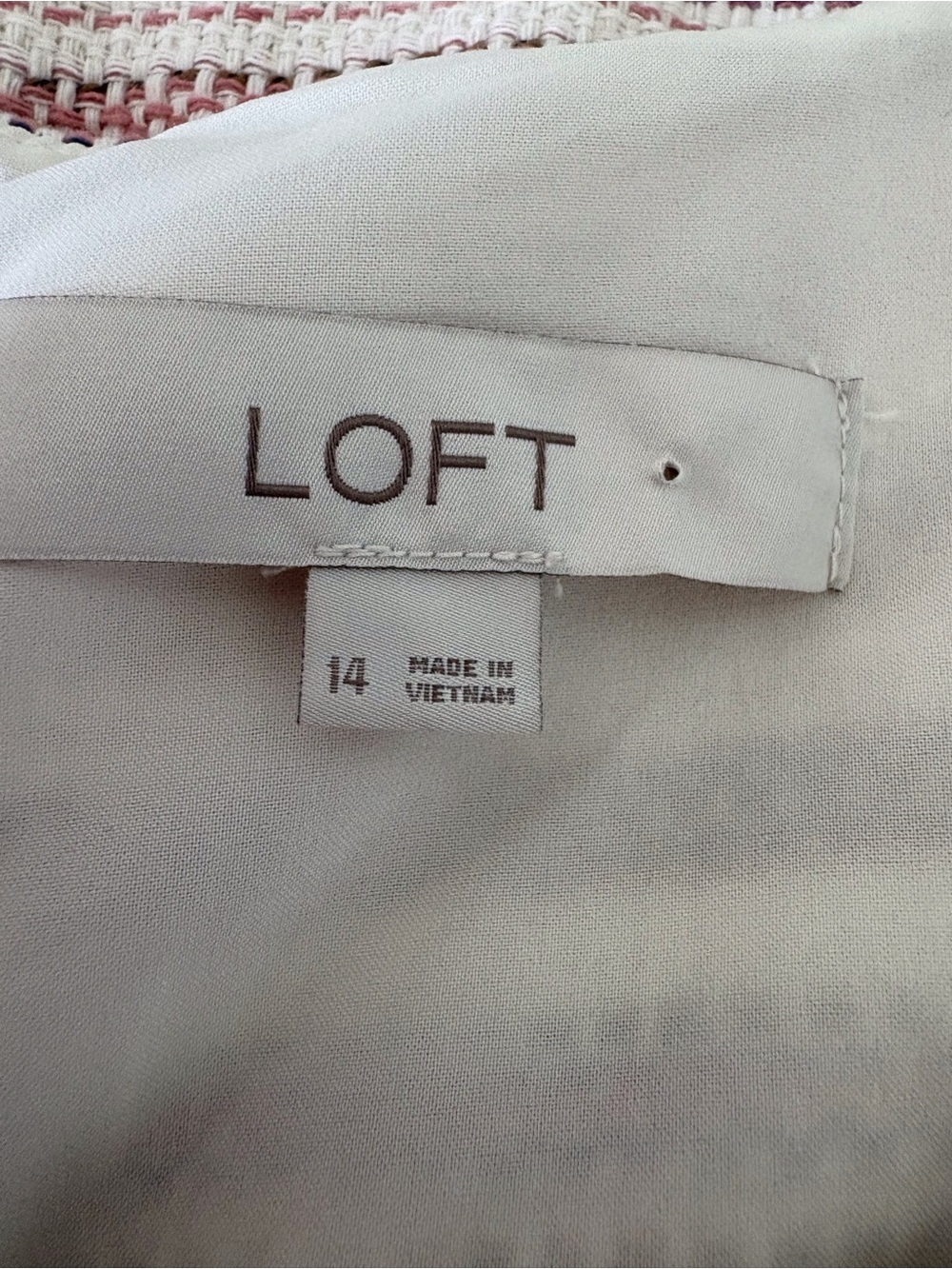 Loft Size 14 Sleeveless Square Neck Textured Stripe Sheath Dress Office Pockets - Picture 2 of 11